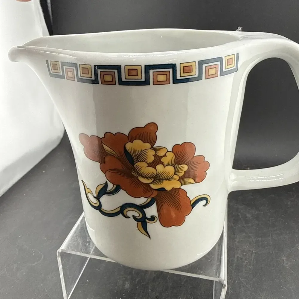 Vintage Sarreguemines Syracuse Creamer Pitcher 1970s French Art Pottery Flower